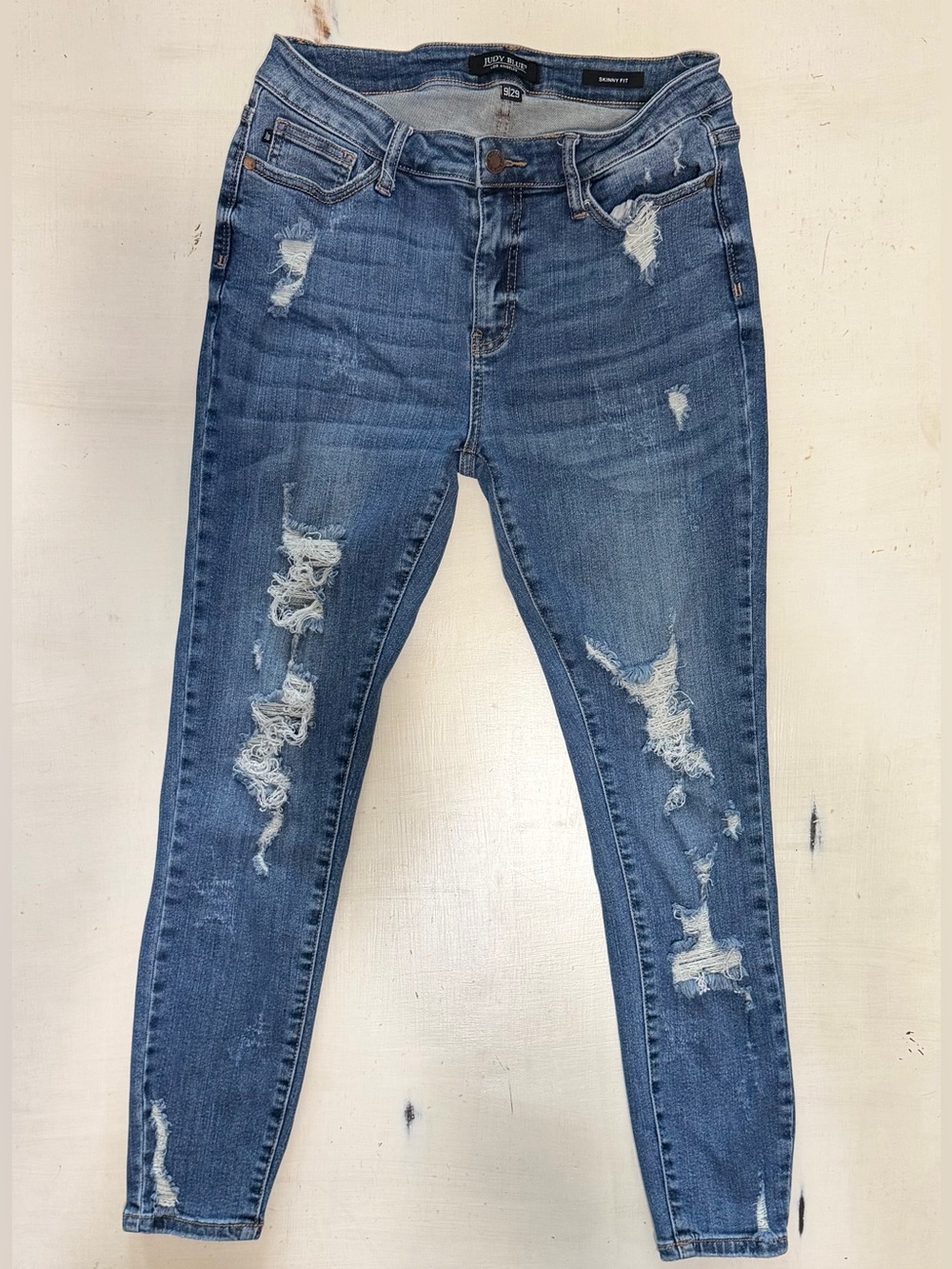 Judy Blue Washed Blue Distressed Skinny Jeans